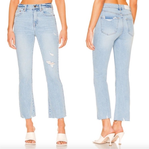 Pistola Lennon High Rise Crop Boot Wash Fountain Distressed Light Blue Size 28